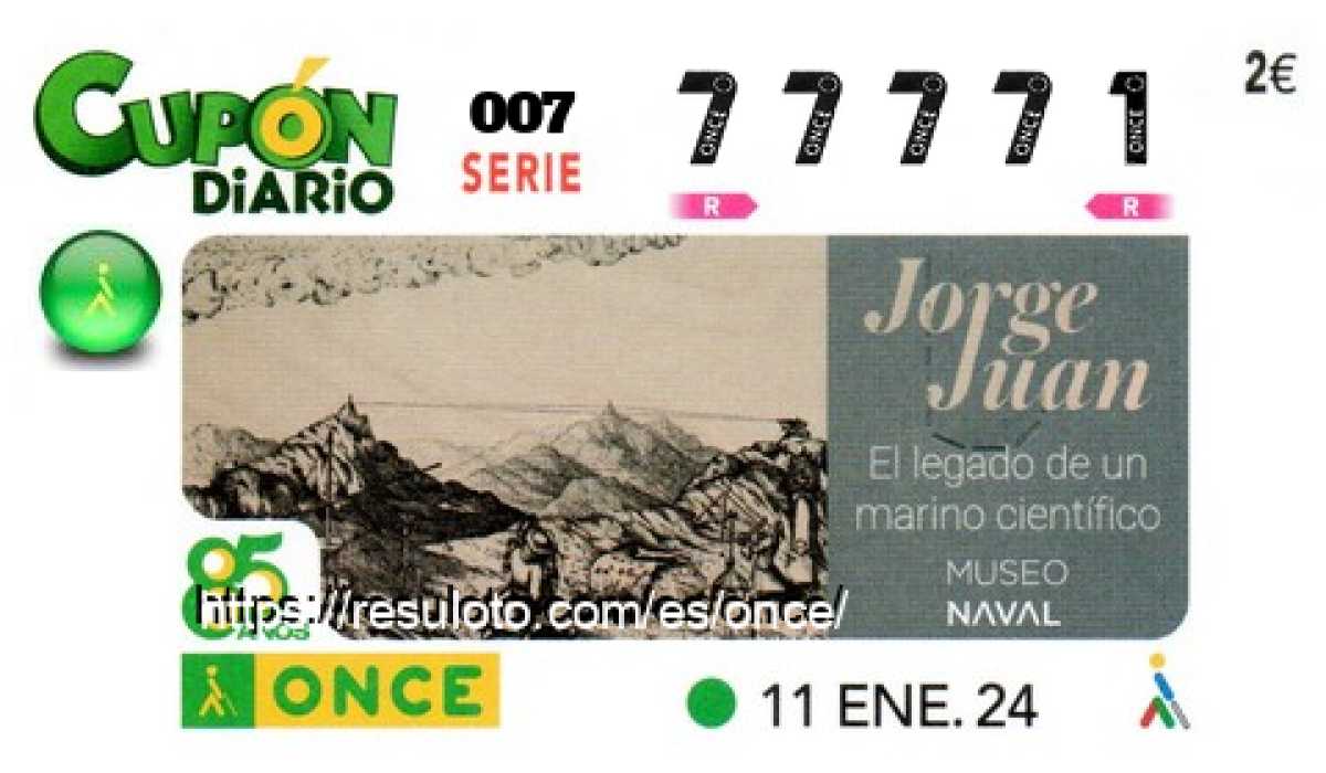 Cupón ONCE premiado el Jueves 11/1/2024