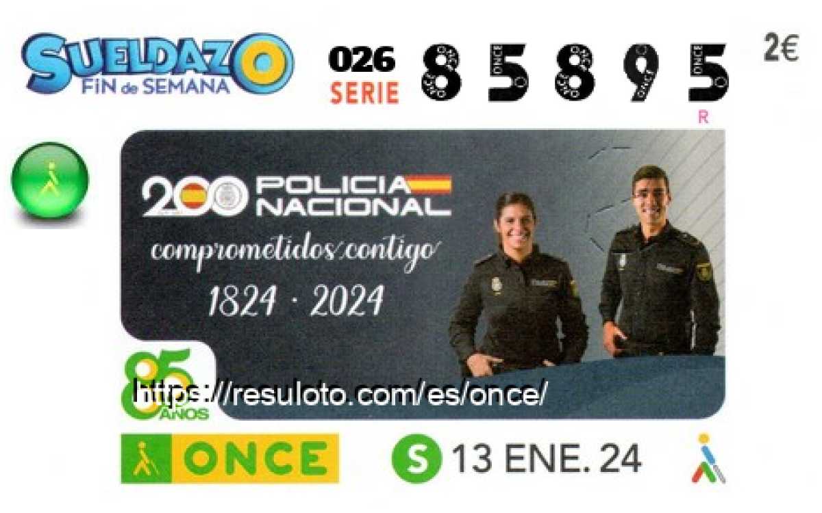 Sueldazo ONCE premiado el Sabado 13/1/2024