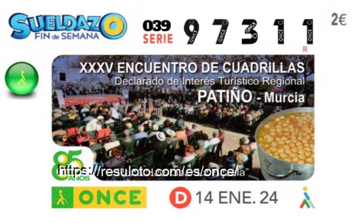 Cupón premiado en este sorteo