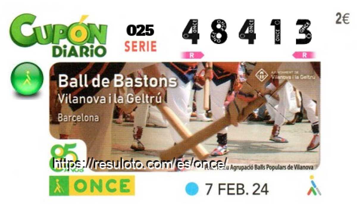 Cupón ONCE premiado el Miercoles 7/2/2024