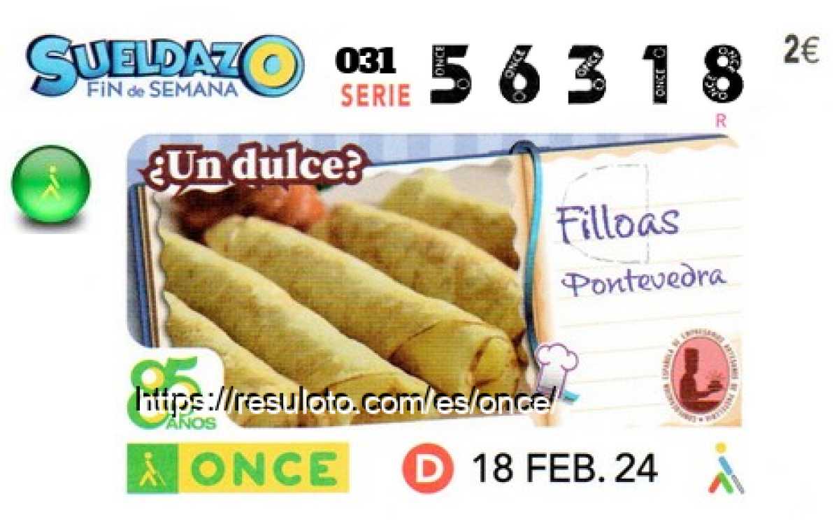 Sueldazo ONCE premiado el Domingo 18/2/2024