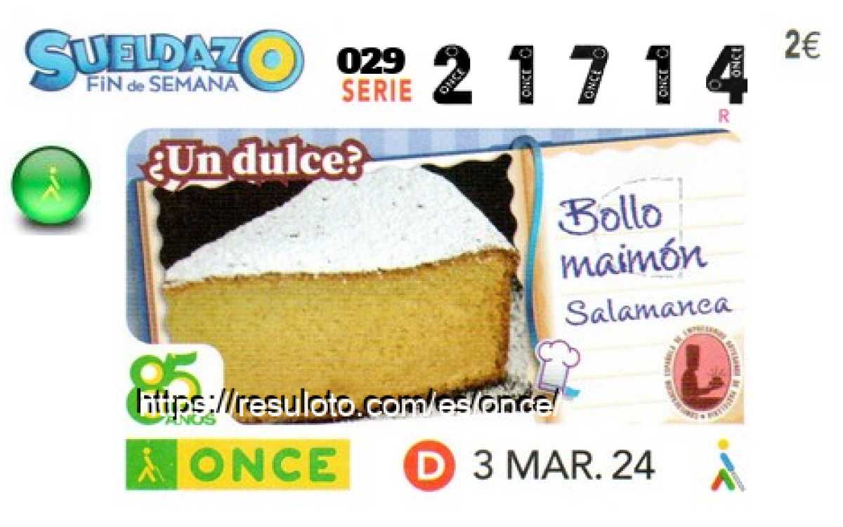 Sueldazo ONCE premiado el Domingo 3/3/2024