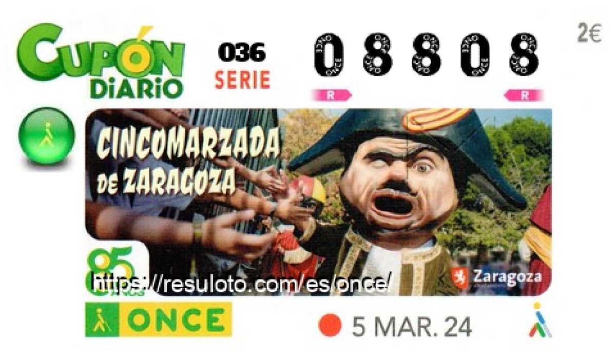 Cupón ONCE premiado el Martes 5/3/2024