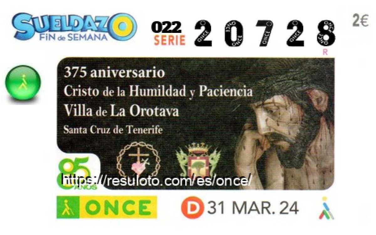 Cupón premiado en este sorteo