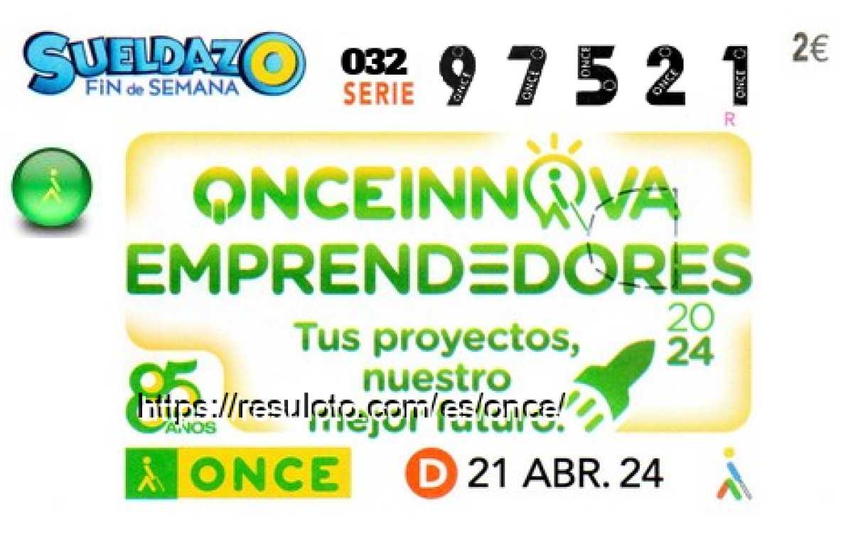 Sueldazo ONCE premiado el Domingo 21/4/2024