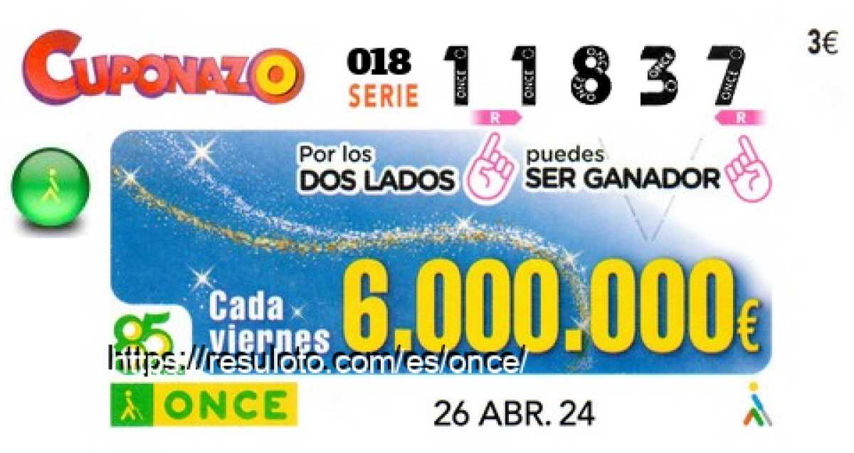 Cupón premiado en este sorteo