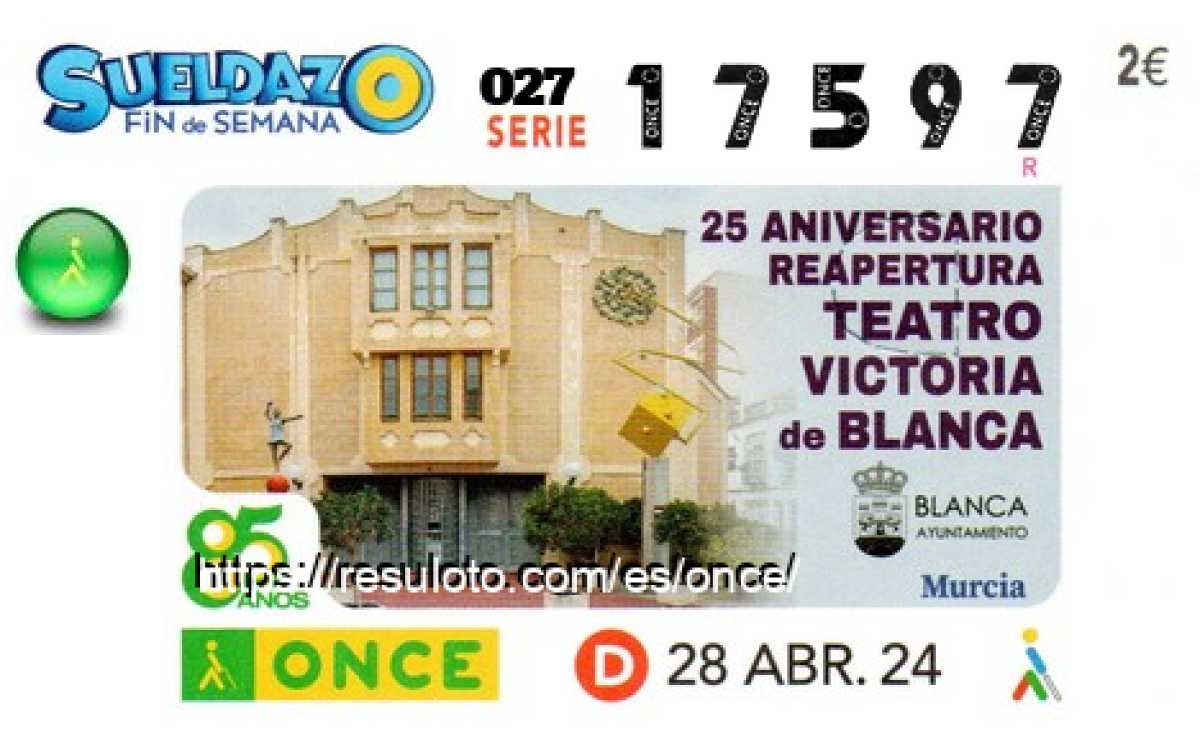 Sueldazo ONCE premiado el Domingo 28/4/2024