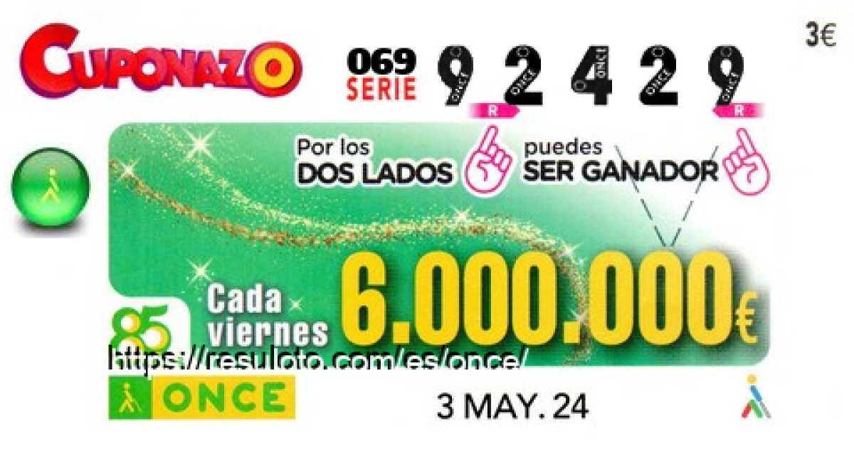 Cupón premiado en este sorteo