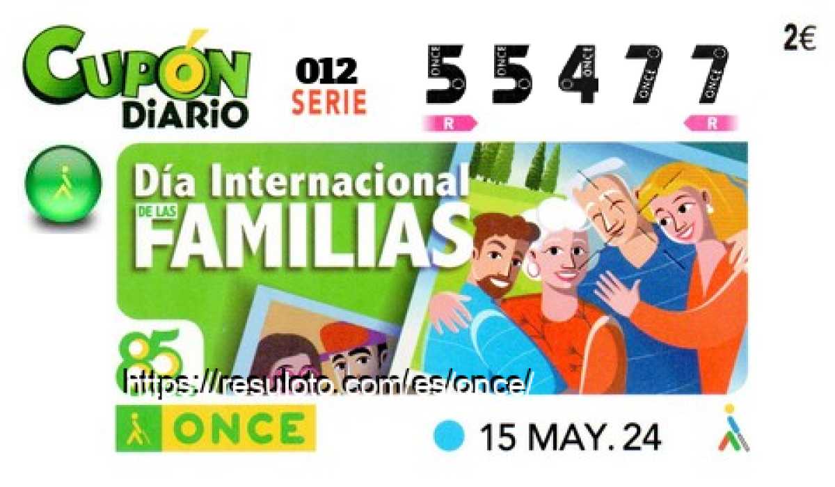 Cupón ONCE premiado el Miercoles 15/5/2024