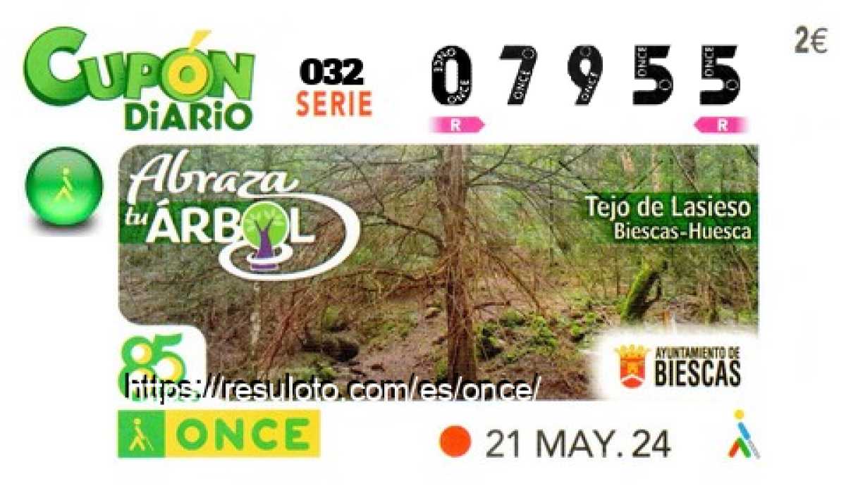 Cupón ONCE premiado el Martes 21/5/2024
