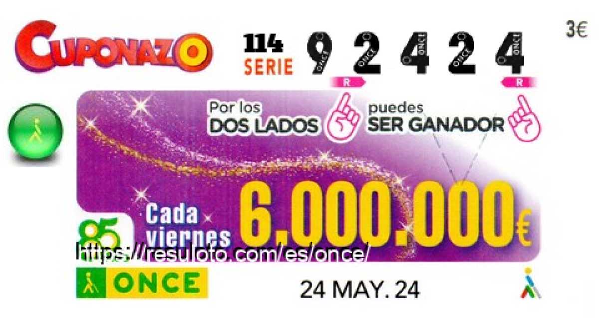 Cuponazo ONCE premiado el Viernes 24/5/2024