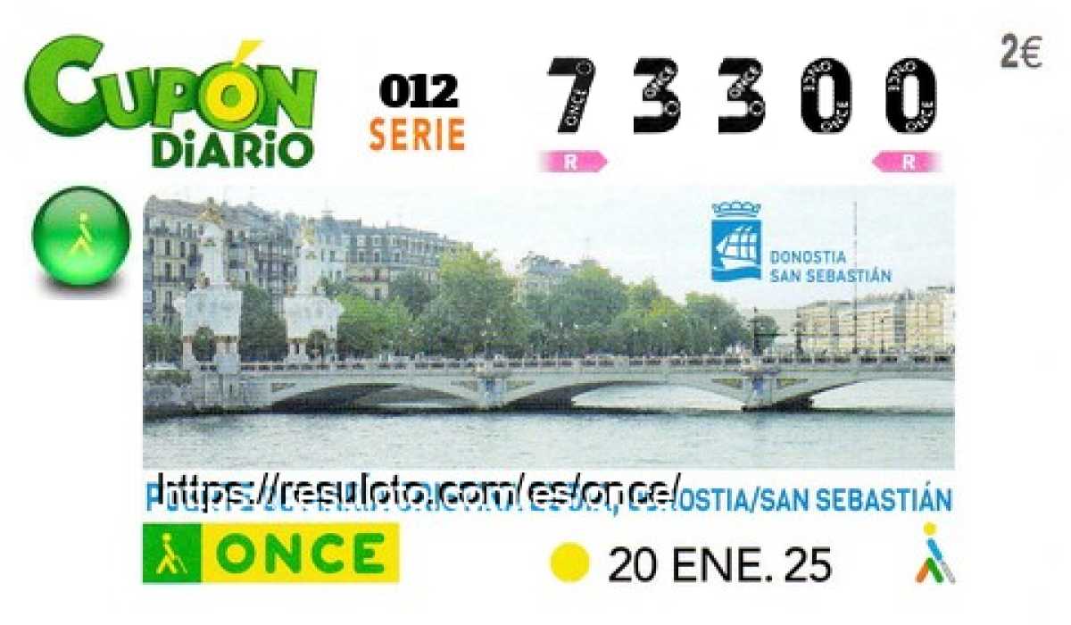 Cupón ONCE premiado el Lunes 20/1/2025