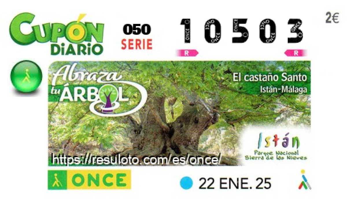 Cupón ONCE premiado el Miercoles 22/1/2025