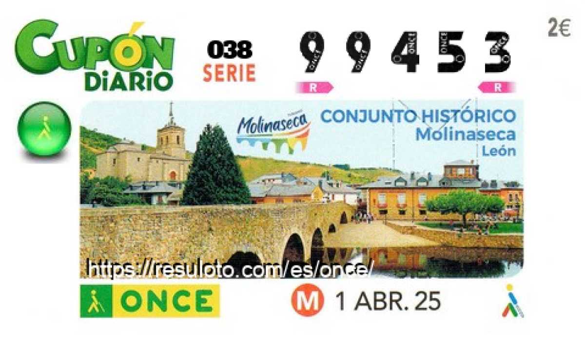 Cupón ONCE premiado el Martes 1/4/2025