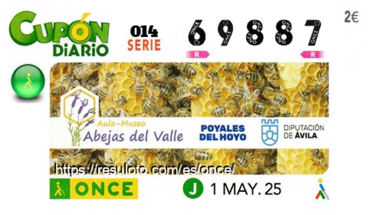 Cupón ONCE premiado el Jueves 1/5/2025