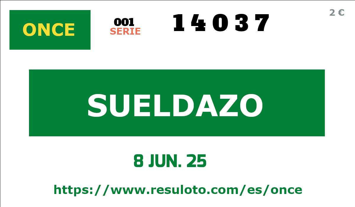 Sueldazo ONCE premiado el Domingo 8/6/2025