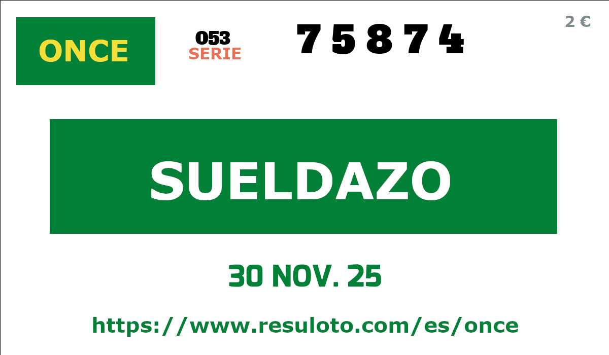 Sueldazo ONCE premiado el Domingo 30/11/2025