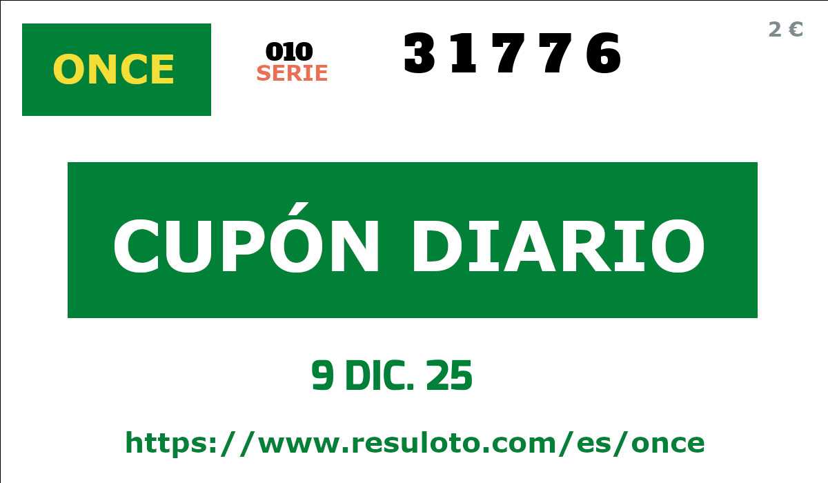 Cupón ONCE premiado el Martes 9/12/2025