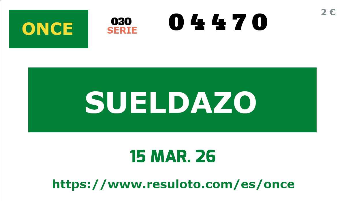 Sueldazo ONCE premiado el Domingo 15/3/2026