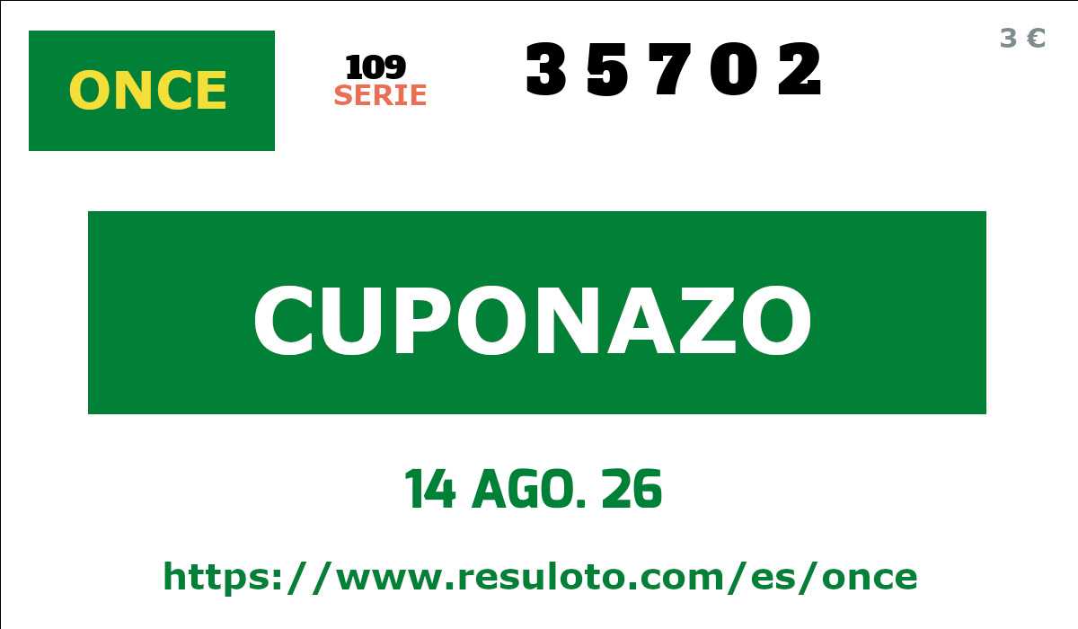 Cuponazo ONCE premiado el Viernes 14/8/2026